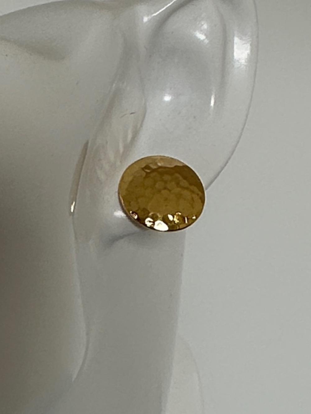 10k real solid Gold Hammered Disc Stud Earrings